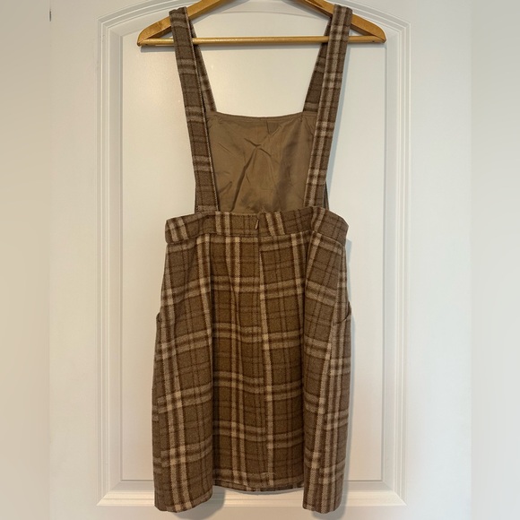Plaid to Be Yours Beige and Brown Plaid Pinafore Mini Dress - Picture 8 of 8